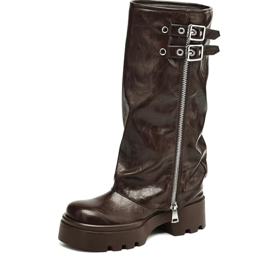 No Boundaries Women's Foldover Buckle Moto Boots